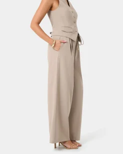 Forcast Abel Elastic Waist Relax Pants Sand