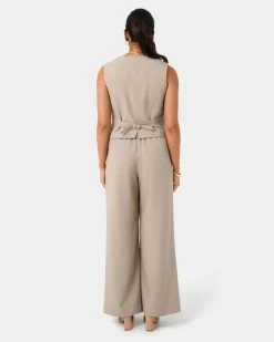 Forcast Abel Elastic Waist Relax Pants Sand