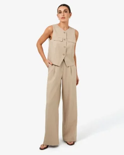 Forcast Abel Straight Leg Pants Oat