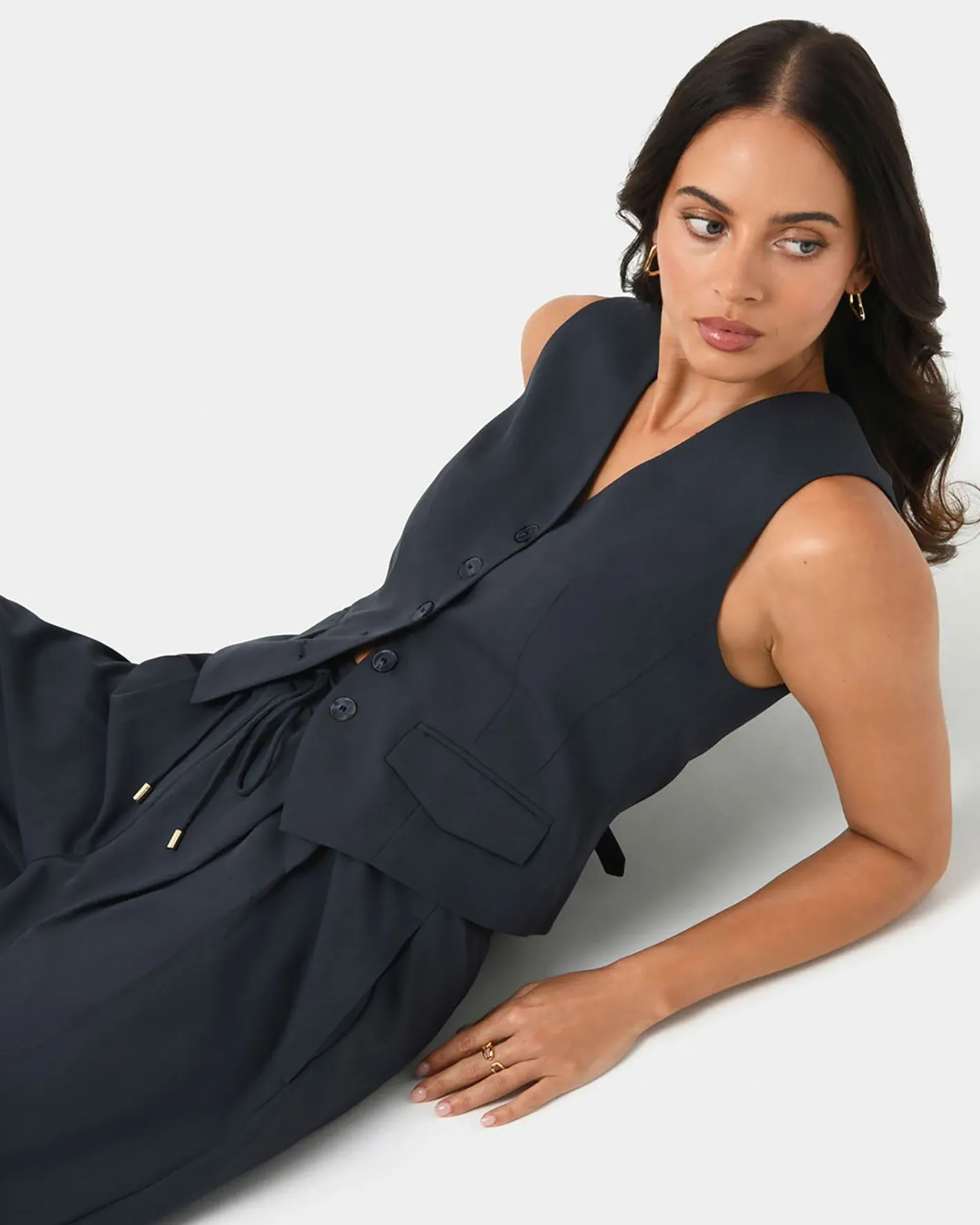 Forcast Abel Tailored Vest Navy Hot