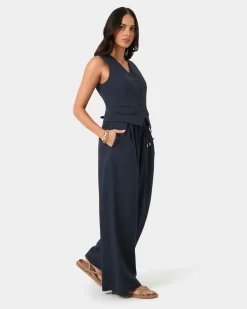 Forcast Abel Tailored Vest Navy Hot