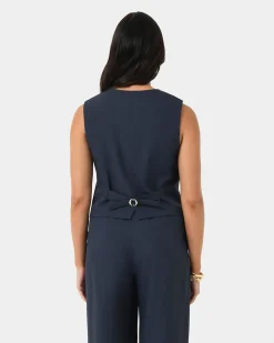 Forcast Abel Tailored Vest Navy Hot