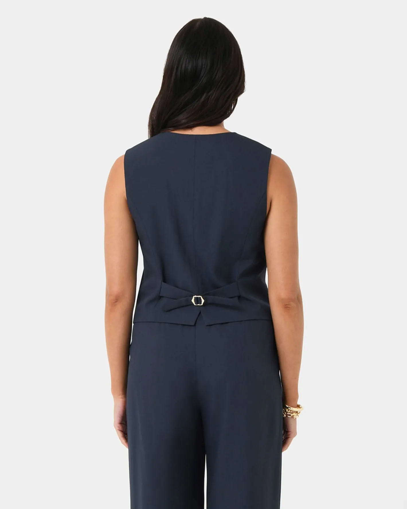 Forcast Abel Tailored Vest Navy Hot