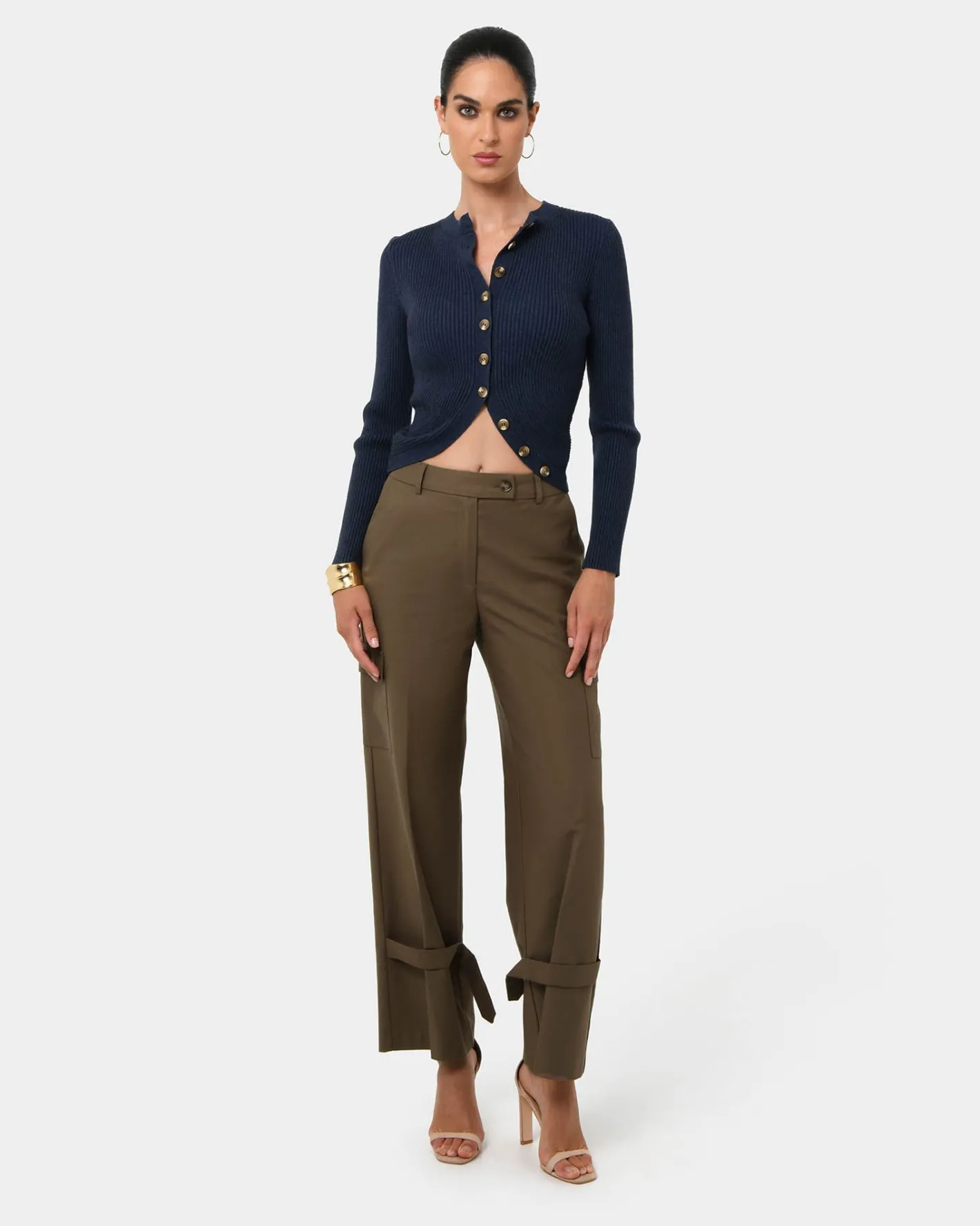 Forcast Abigail Cargo Relaxed Pants Khaki Outlet