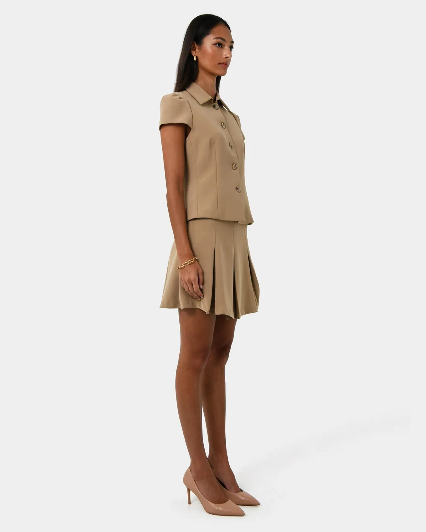 Forcast Ace Pleated Skirt Tan Best