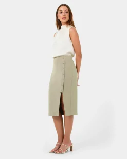 Forcast Ace Side Button Skirt TAUPE Online