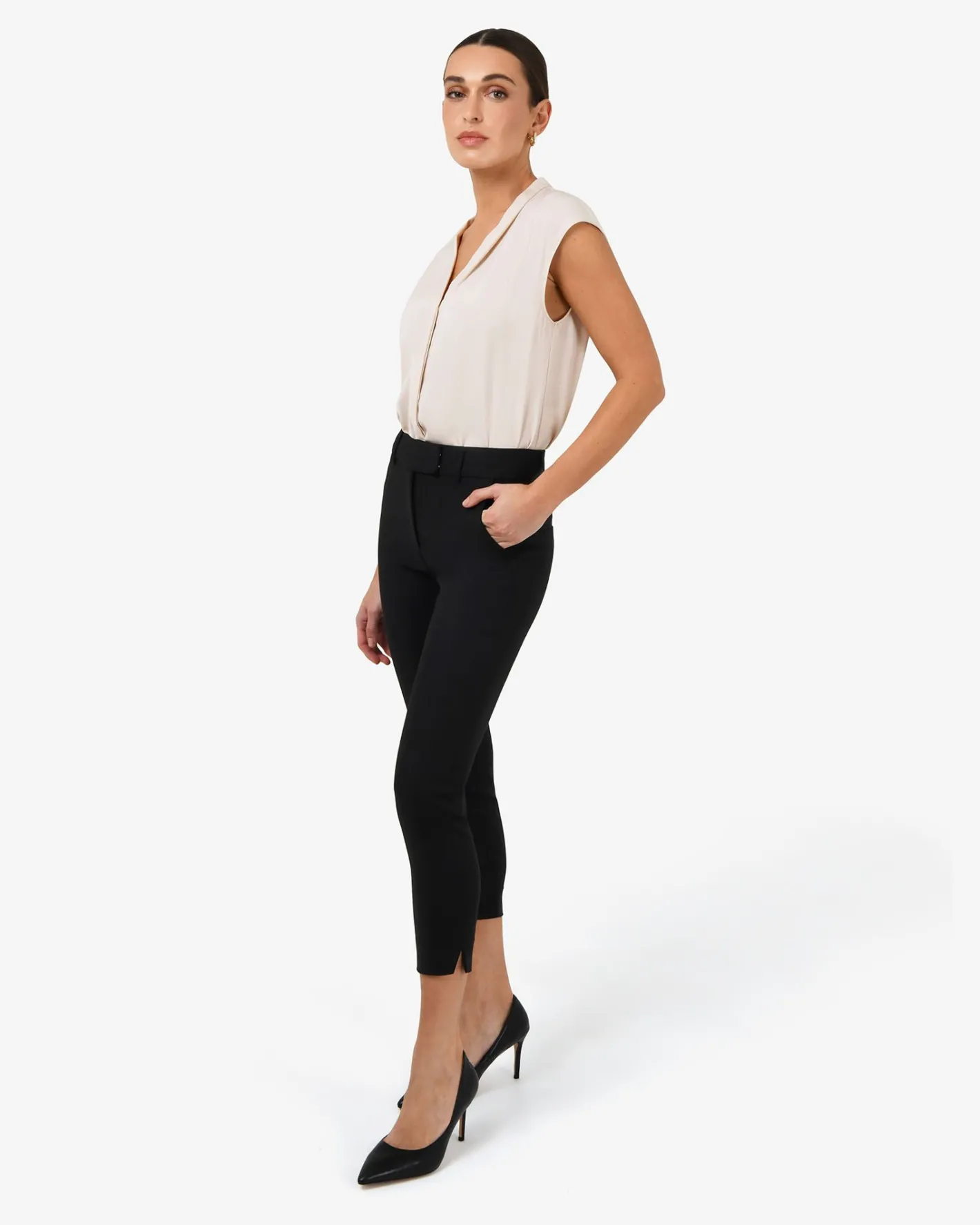Forcast Adelaide V-neck Cap Sleeve Top Ecru Online