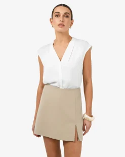 Forcast Adelaide V-neck Cap Sleeve Top Ivory Clearance
