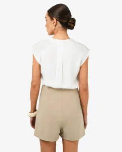 Forcast Adelaide V-neck Cap Sleeve Top Ivory Clearance