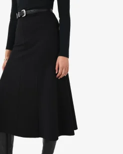 Forcast Adele Side Panel Midi Skirt Black New