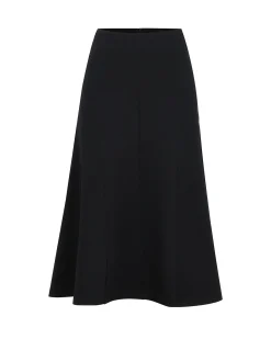 Forcast Adele Side Panel Midi Skirt Black New