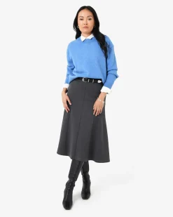 Forcast Adele Side Panel Midi Skirt Charcoal Online