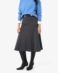 Forcast Adele Side Panel Midi Skirt Charcoal Online