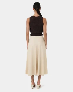 Forcast Aiya Bias Midi Skirt Light Ecru