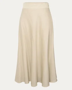 Forcast Aiya Bias Midi Skirt Light Ecru