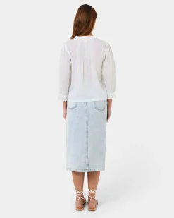 Forcast Akira Vneck Embroidery Blouse Ivory Sale