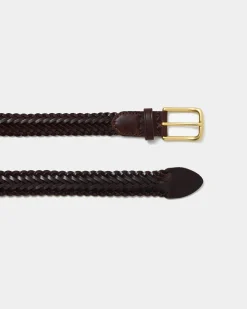Forcast Alexandra Woven Leather Belt Choco Brown New