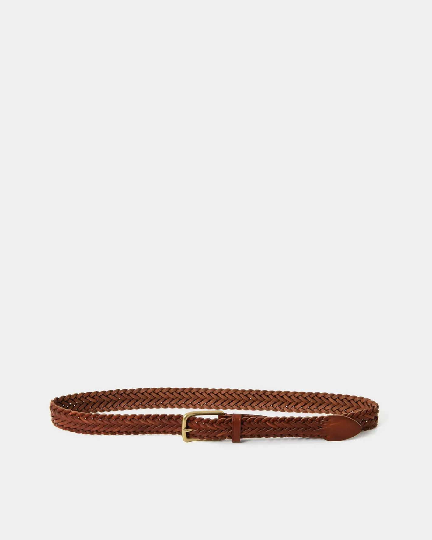 Forcast Alexandra Woven Leather Belt Tan