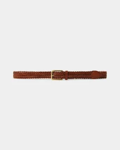 Forcast Alexandra Woven Leather Belt Tan