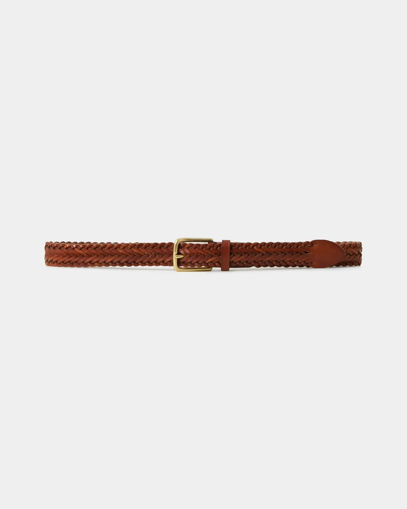 Forcast Alexandra Woven Leather Belt Tan