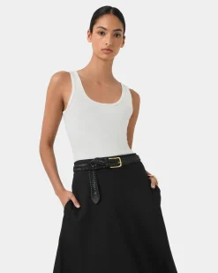 Forcast Alexandra Woven Leather Belt Black Hot