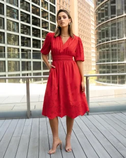Forcast Ali Embroidered Dress Fiesta Red Online