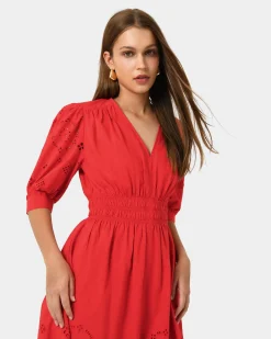 Forcast Ali Embroidered Dress Fiesta Red Online