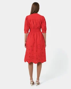 Forcast Ali Embroidered Dress Fiesta Red Online