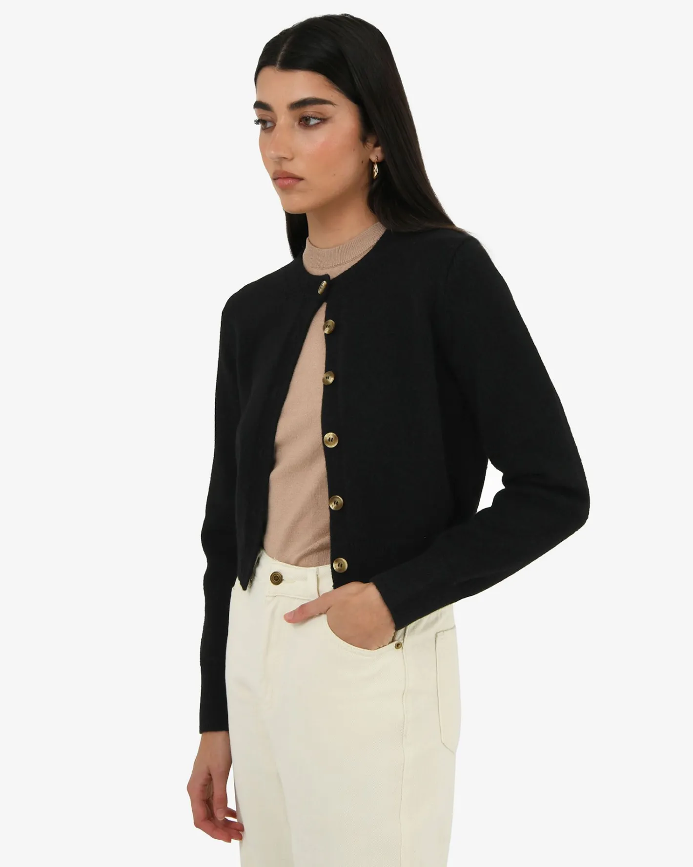Forcast Alina Button Cardigan Black Best