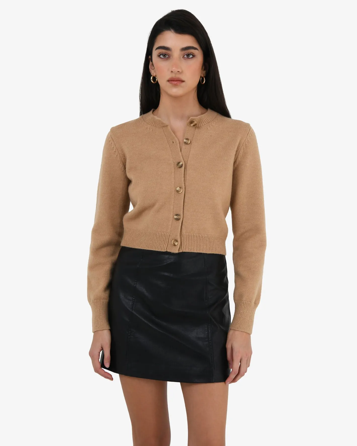 Forcast Alina Button Cardigan Camel Sale