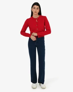 Forcast Alina Button Cardigan Red Discount