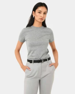 Forcast Alina Leather Belt Black Silver Outlet