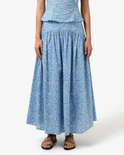 Forcast Alisa Gathered Full Skirt Blue Ditsy Best