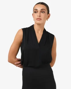 Forcast Alivia 2 V-neck Top Black New