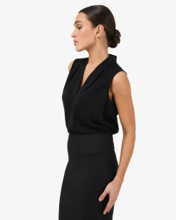 Forcast Alivia 2 V-neck Top Black New