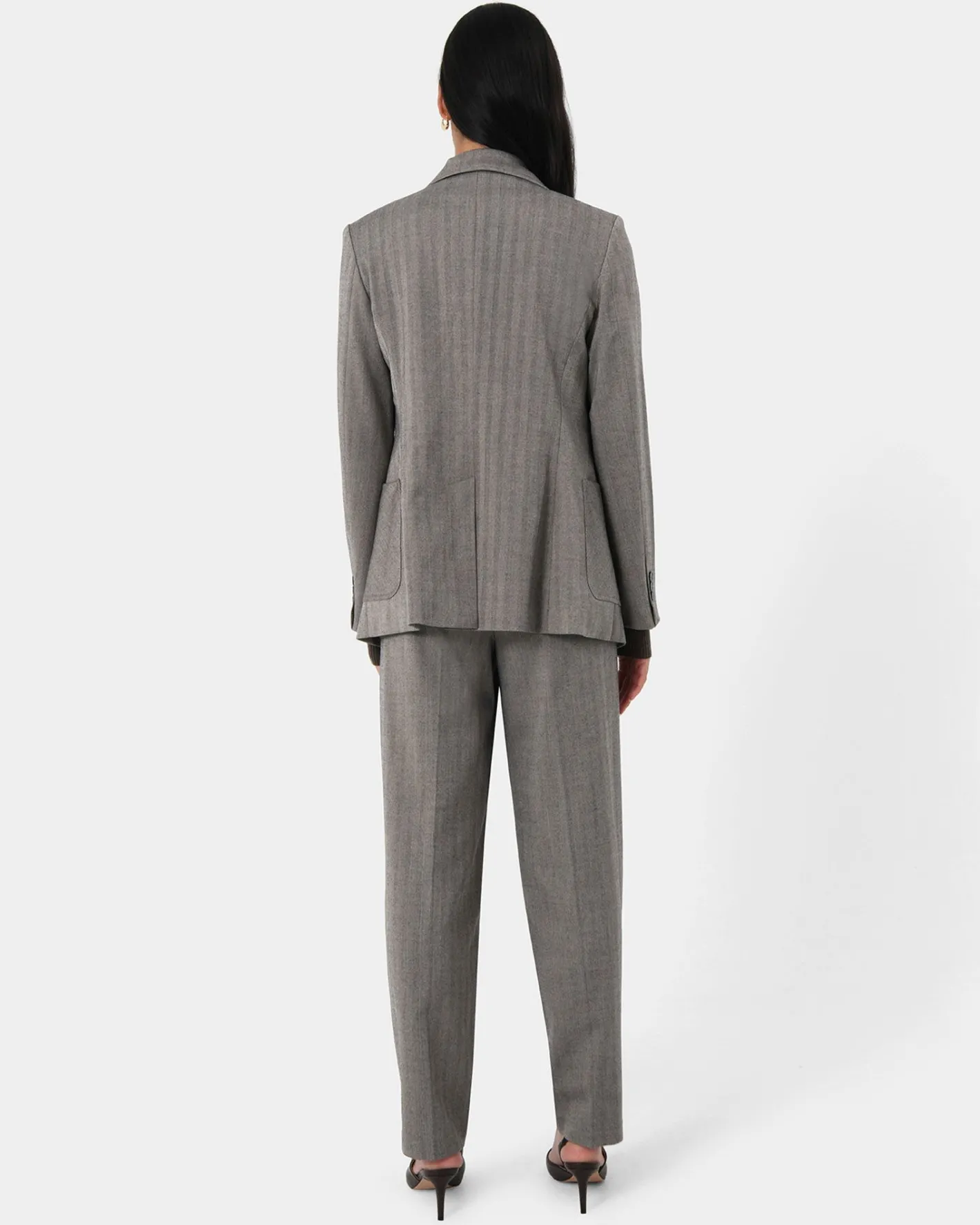 Forcast Allara Herringbone Jacket Beige Brown Sale