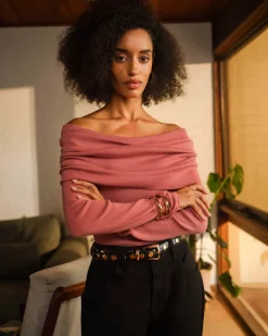 Forcast Ally Off Shoulder Knit Rose Outlet