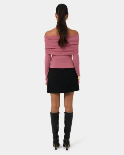 Forcast Ally Off Shoulder Knit Rose Outlet