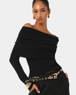Forcast Ally Off Shoulder Knit Black Outlet