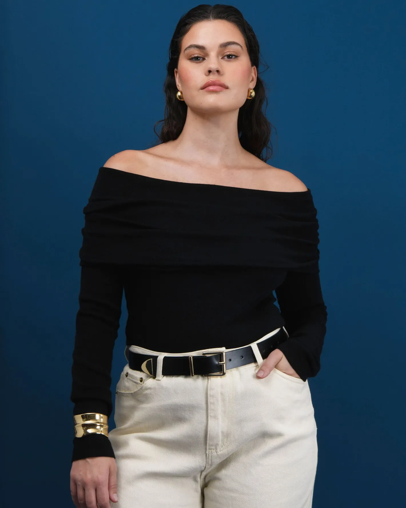 Forcast Ally Off Shoulder Knit Black Outlet
