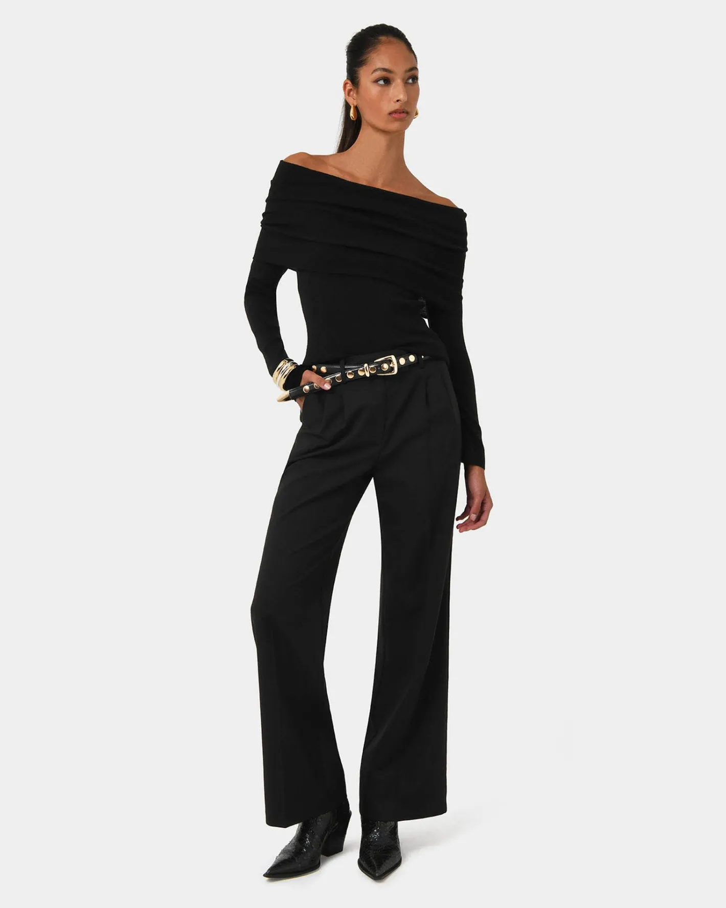 Forcast Ally Off Shoulder Knit Black Outlet