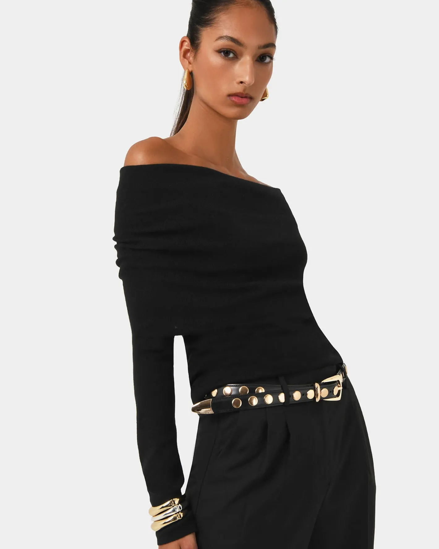 Forcast Ally Off Shoulder Knit Black Outlet