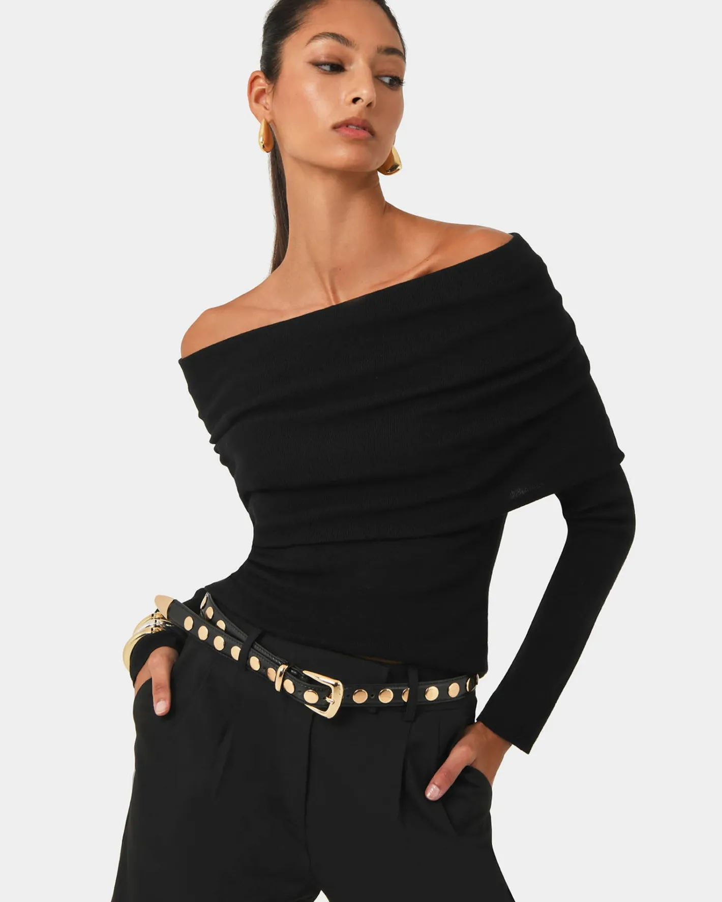 Forcast Ally Off Shoulder Knit Black Outlet
