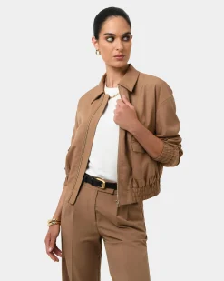 Forcast Amera Bomber Jacket Wood Smoke Discount