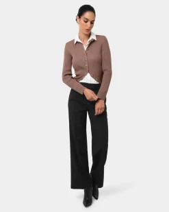 Forcast Amera Wide Leg Tailored Pants Black Hot