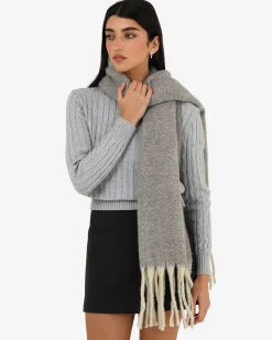 Forcast Ami Fringe Scarf Mid grey