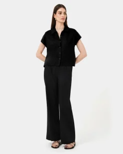 Forcast Ami Linen Collar Shirt Black Sale