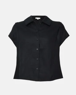 Forcast Ami Linen Collar Shirt Black Sale