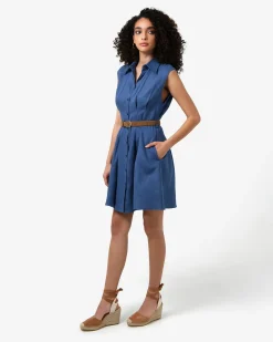 Forcast Ami Linen Mini Beach Dress Egyptian Blue Online