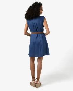 Forcast Ami Linen Mini Beach Dress Egyptian Blue Online